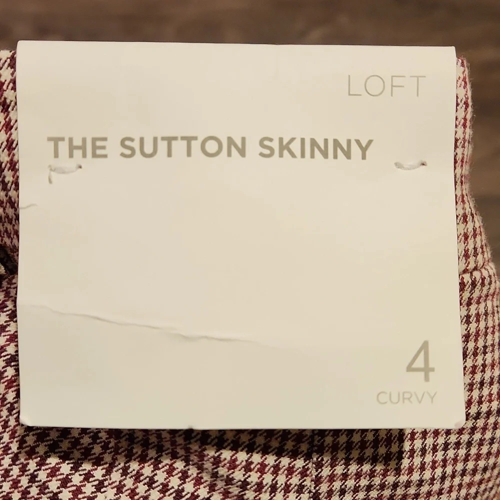 ❤️ NWT! LOFT HIGH RISE CURVY SUTTON SKINNY PANTS IN MINI HOUNDSTOOTH, 4 (27) - Picture 3 of 8